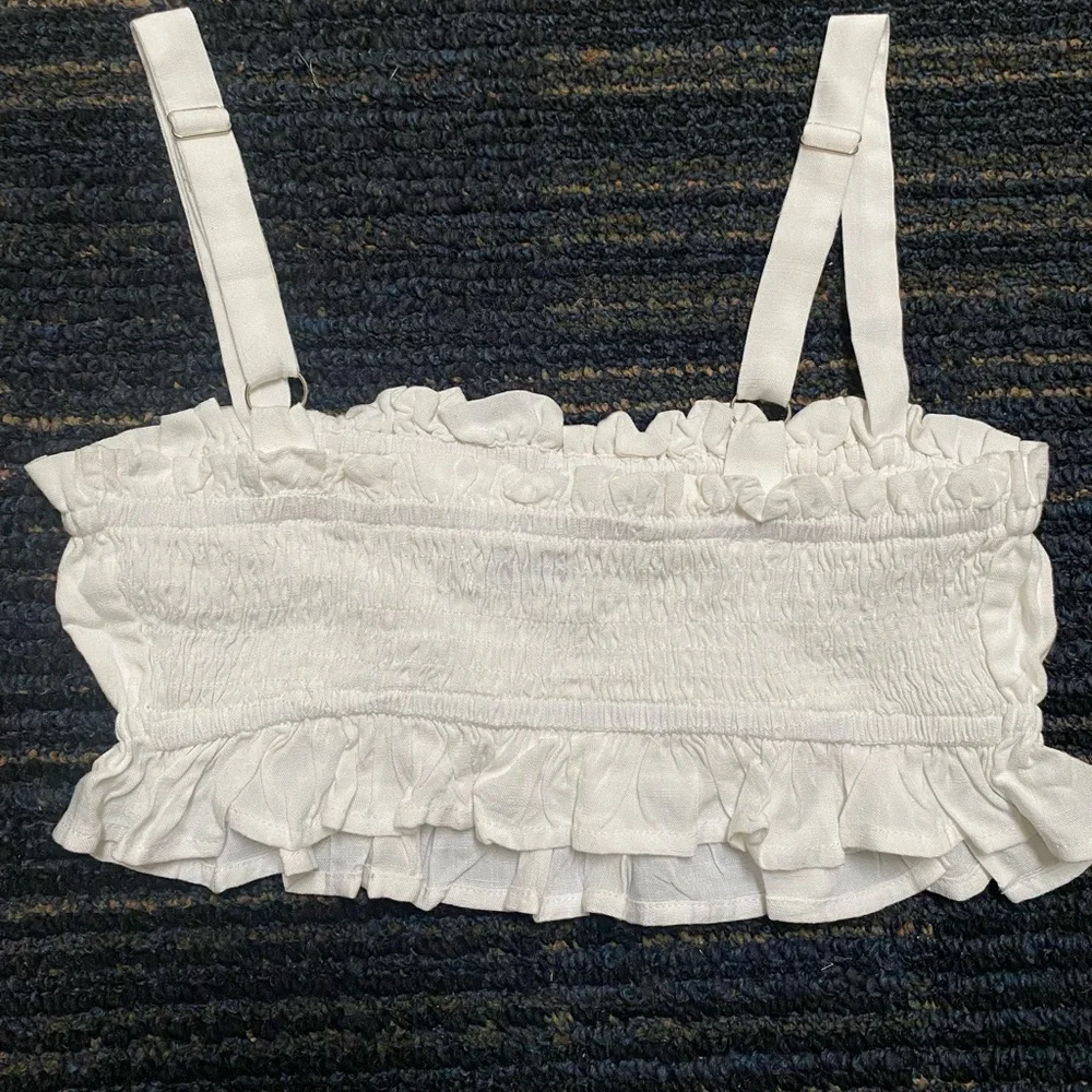 Princess Polly White Ruffled Crop Top - Picture 3 of 5
